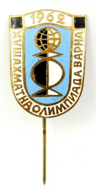 15th Chess Olympiad 1962 Varna Official Pin Badge Very Rare Olympic Pins