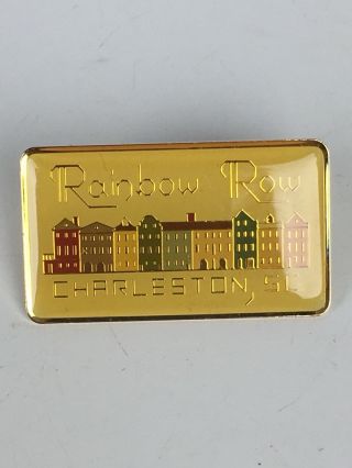 Vintage Rainbow Row Charleston Sc Pin Pinback Travel Souvenir Pin