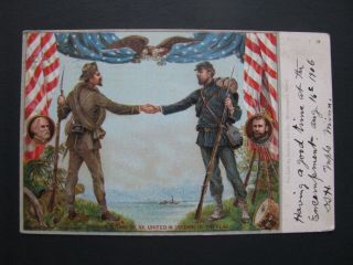 Gar Postcard Civil War Antique Soldiers Flag Eagle Grand Army Of The Republic