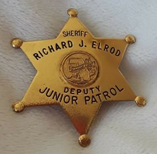 Vintage Sheriff Deputy Junior Patrol Badge Richard J.  Elroy,  Cook County,  Il