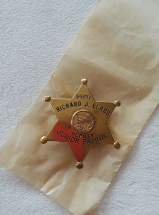 Vintage Sheriff Deputy Junior Patrol Badge Richard J.  Elroy,  Cook County,  IL 4