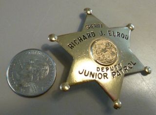 Vintage Sheriff Deputy Junior Patrol Badge Richard J.  Elroy,  Cook County,  IL 6