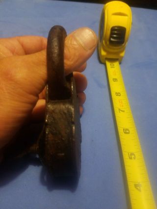 2 Rare Antique Vintage cast Large pa railroad? Padlock Brass Hole w/Key 3