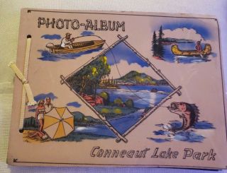 Vintage Conneaut Lake Park Souvenir Photo Album Scrapbook 50s Or 60s Euc