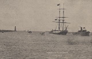 SHIP 1913 2 TUGS TOWING Commodore Perry Relief FLAGSHIP the USS Brig Niagara 2