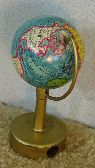 Old Elevated World Globe On Stand Pencil Sharpener Made In Germany