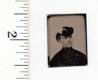 Civil War Era Miniature Gem Tintype Photo.  Young Woman.  642k
