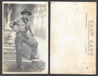 Old Real Photo Postcard - Liverpool,  England - Studio,  Cowboy,  Gun,  Pistol