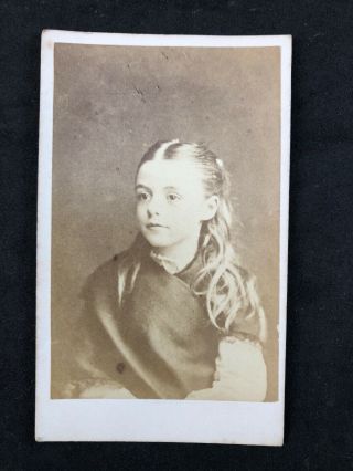 Victorian Carte De Visite Cdv: Young Girl Unusual Dress With Sash: Davis London