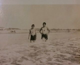 2 Vintage Old 1924 Photos of a Man & Two Boys Clam Digging in Ocean Pismo Beach 4