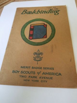 Bookbinding Tan Covered Merit Badge 1928 Copyright