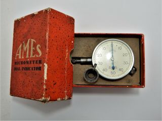 Vintage B.  C.  Ames Co.  0 - 50 - 0 Agd Dial Indicator.  250 " X.  001 " No.  201 W/ Box,