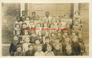 Black Americana,  Rppc,  Interracial School Class,  Unknown Location,  Photo