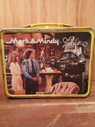 Vintage Mork & Mindy 1978 Tv Show Metal Lunchbox Has Some Rust Mostly On Front