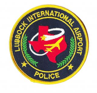 Police Patch Texas Lubbock International Airport State Shape Buddy Holly Jet