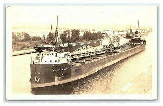 Two Vintage Postcards Rppc Great Lakes Steamer Colonel Young Soo Locks Mi E5