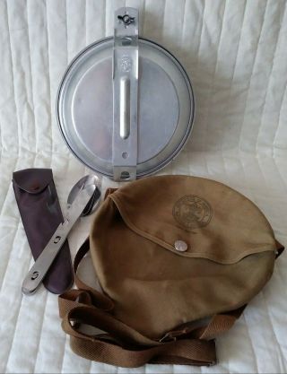Vintage 1960 Boy Scout Mess Kit With Utensils Very Nice/used Once