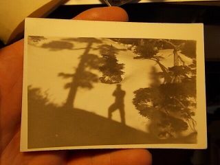 Vint Snapshot Photo,  Shadow Of Photographer In The Snow Drift,  Cool