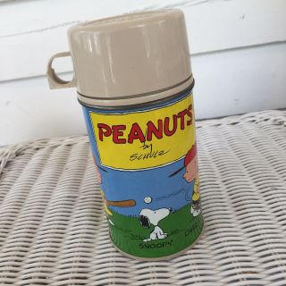 Vintage Peanuts Metal Thermos Snoopy Charlie Brown
