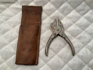 Vintage Sargent & Co. ,  4 - 1/2” Parallel Jaw Pliers,  W/side Cutter,  Tackle W/sheath