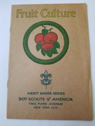 Fruit Culture Tan Covered Merit Badge 1931 Copyright