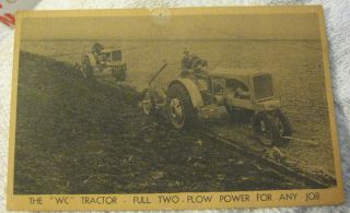 Vintage Allis Chalmers Farm Agriculture Ad Wc Tractor Postcard,  Farm,  Two Plow