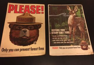 Vintage Smokey Bear Fire Safety Cardboard Posters Us Dept.  Of Agriculture
