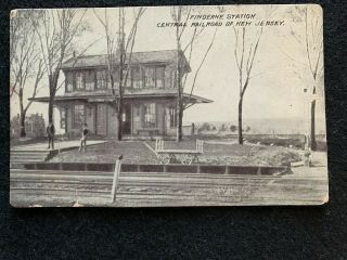 Postcard Finderne N.  J.  Central Railroad Train Station Very Old Rare
