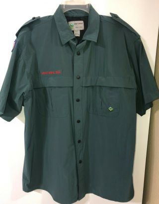 Official Bsa Boy Scout Venturing Adult Medium Green Uniform Short Sleeve Shirt