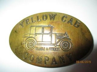 Antique Brass Yellow Taxi Cab Co.  Badge Hat Pin