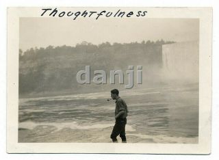Studly Young Man In Profile Walking Thru The Water Smoking A Pipe 1924 Photo