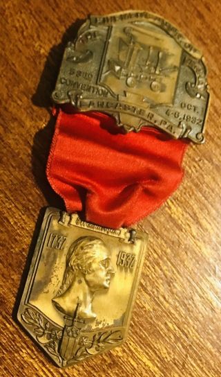 Vintage 1932 Lancaster,  Pa Firemen’s Assoc.  Convention Ribbon Medal