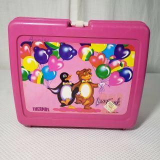 Lisa Frank Penguin Bear Plastic Thermos Lunch Box Hot Pink Usa 90 