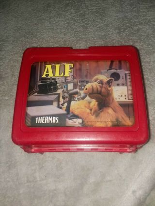 Vintage 1987 Alf Alien Tv Show Red Plastic Clip Handle Lunch Box No Thermos