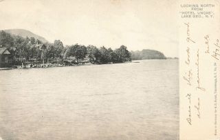 Vintage Postcard Looking North From Hotel Uncas Lake George York