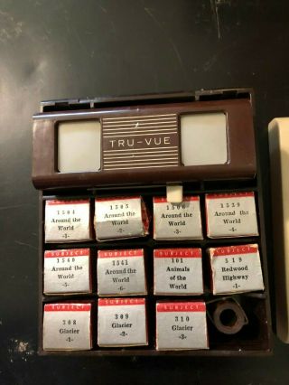 Vintage Tru - Vue Stereoscope In Bakelite Library Case W/11 - Strips Of Film