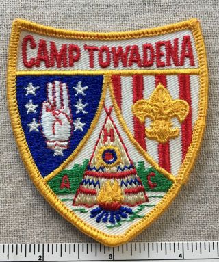 Vintage 1960s Camp Towadena Boy Scout Patch Shield Shape Scouts Bsa Camping