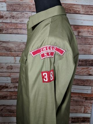 Vintage Boy Scout Uniform Shirt Owen Ny American Bicentennial Size Med Large 70s