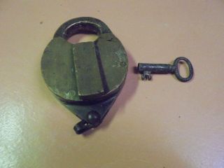 Vintage Large Brass Lock With Keyhole Cover And Key Eagle Lock Co.  Terryville