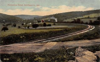 Sabillasville Maryland Horseshoe Bend Crossing Train On Railroad Tracks Postcard