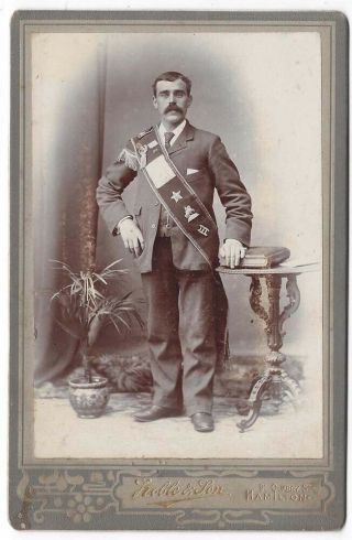 Cabinet Card Photograph Gentleman Wearing Masonic Regalia By Noble Of Hamilton