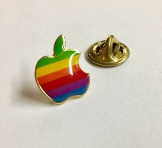 Vintage Apple Computer Rainbow Logo Pin Lapel Authentic