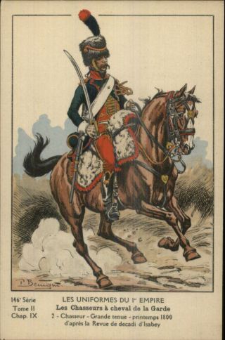 France French Military Uniform History Postcard Chasseurs A Cheval Garde