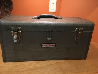 Vintage Craftsman Toolbox,  6512,  20 " Mechanics Box With Tray,  Crown Logo,  Usa