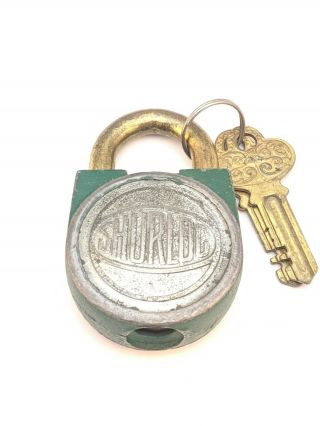 Vintage Antique Shurloc Padlock With Keys