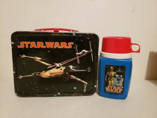 Star Wars Metal Thermos Lunch Box 20th Century Fox Corp.  (1977) W Thermo