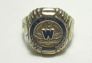 Westinghouse Electric Corporation Blue Enamel Gold Filled 10 Year Service Ring
