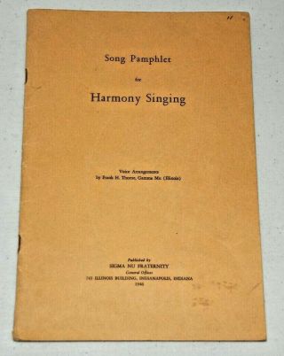 Vintage Sigma Nu Fraternity Song Pamphlet 1946 Rare