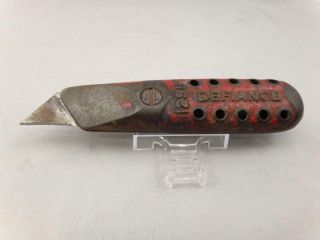 Vintage Cast Iron Stanley Defiance 1299 Box Cutter Fixed Blade Utility Knife Usa
