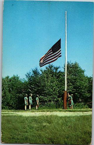 Flag Ceremony,  Girl Scout Camp Amahami Deposit Ny C1958 Vintage Postcard P16